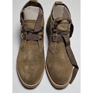 Isaac Mizrahi Live IMZOE Olive Green Suede Ribbon Lace Desert Boots‎ Womens 5M
